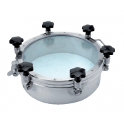 Люк AISI 304 D26 №6 круглый со стеклянной крышкой 600 H=100