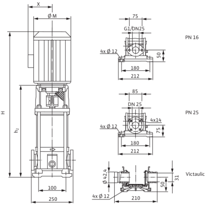 Вертикальный многоступенчатый насос Wilo Multivert MVI 102 (1~230 V, FKM, PN 25) Вертикальный многоступенчатый насос Wilo Multivert MVI 102 (1~230 V, FKM, PN 25)